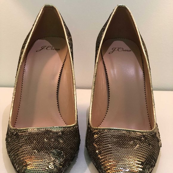Never Worn - J.Crew Bell Pumps in Gold Sequin, US Women's Size 10 - Picture 4 of 6